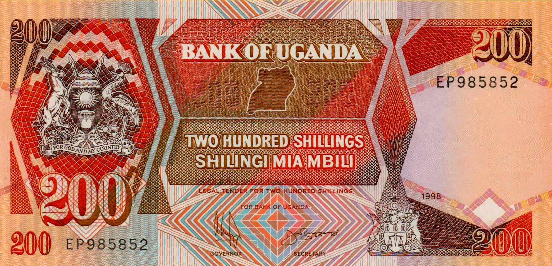 Uganda 200 1998 UNC P-32/b